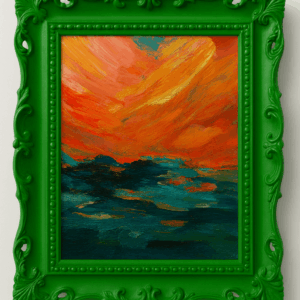 Ember Waves – Fiery Sunset Over Ocean Abstract Art
