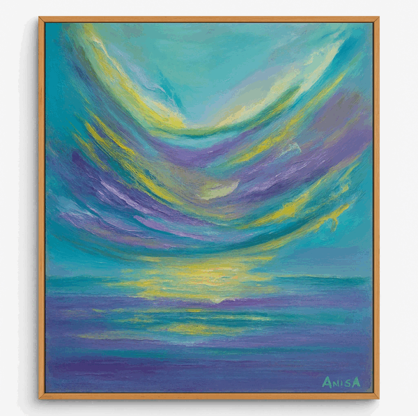 sky, blue, oil painting